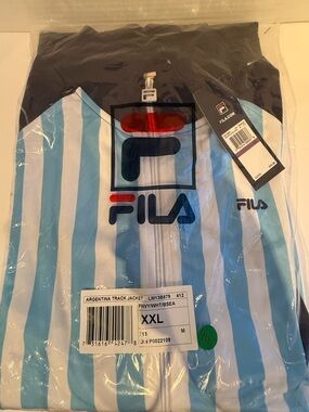 Fila Argentina Stripe Track Jacket - Light Blue & White